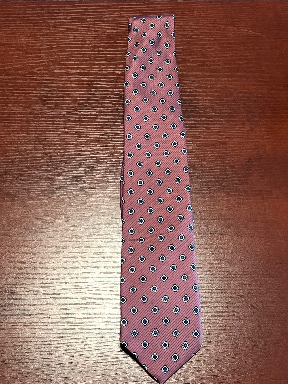 Leishman Men's Pink Patterned Silk Tie